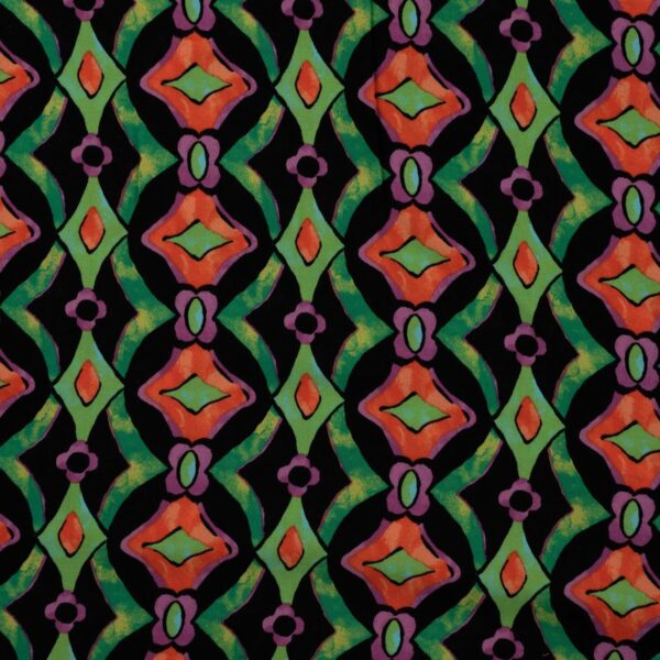 Viscose - Retro diamanter i orange og grøn