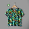 Pixeleventyr i blokverden, digitalprint jersey syet som T-shirt til børn