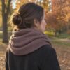 Rose Brown merino wool jersey, sewn as a snood