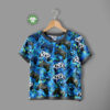 Spillecontrollere på blå, digitalprint jersey syet som T-shirt til børn